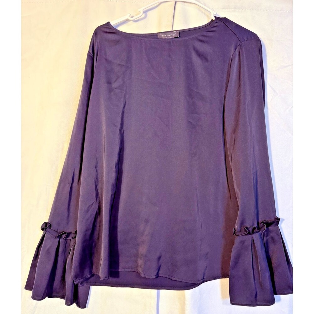 Black Dark Fairy Top Blouse Silky Women's Large Ruffle Bell Sleevies Whimsygoth